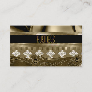 Visitenkarte Schwarz Altgold Art Deco Floral