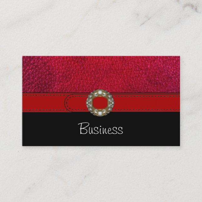 Visitenkarte Schwarz-weiß Leder Red Belt Jewel (Vorderseite)
