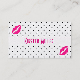 Visitenkarte/schwarze Polka Punkte mit heißen rosa Terminkarte