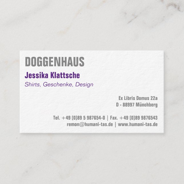 Visitenkarte Typo fett (Vorderseite)