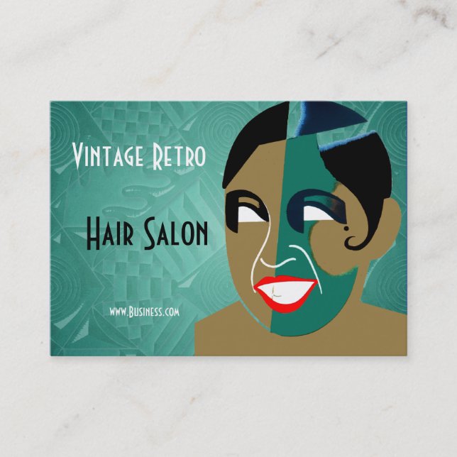 Visitenkarte Vintag Retro Haarsalon (Vorderseite)