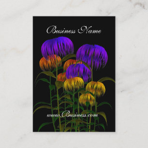 Visitenkarte Vintag Schwarz-Gelb-Blau-Blumen
