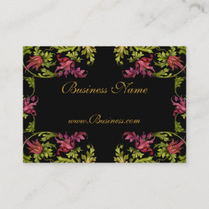 Visitenkarte Vintager Blumenrahmen Schwarz Rosa