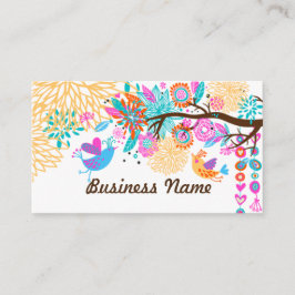 Visitenkarte - Vögel, floraler Hintergrund