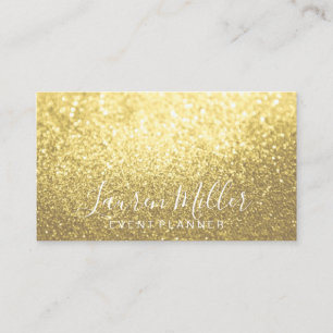 Visitenkarte - Yellow Gold Glitzer Script Biz