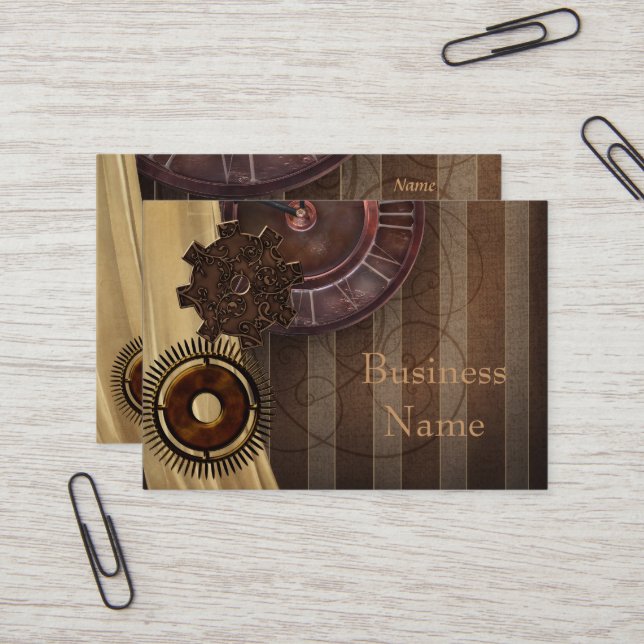 Visitenkarte Zizzago Steampunk Design (Vorderseite/Rückseite Beispiel)