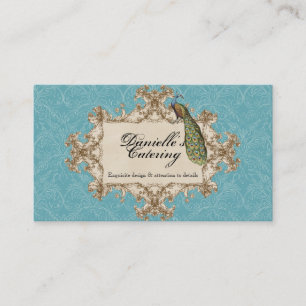 Visitenkarten - Blaue Vintage-Pfau & Etchings Visitenkarte