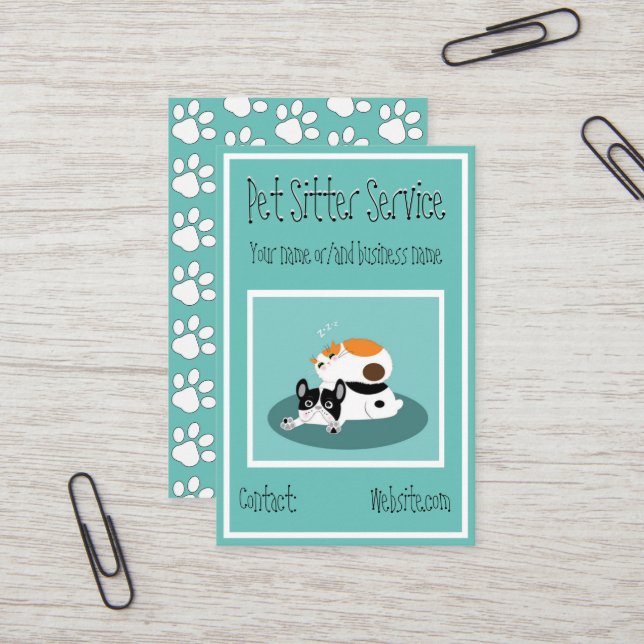 Visitenkarten - Drucke von Pet-Sitter-Service Visitenkarte (Vorderseite/Rückseite Beispiel)
