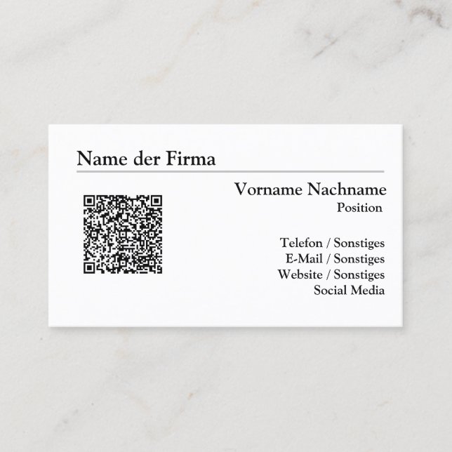 Visitenkarten Erstellen - Einfache Vorlage - Visitenkarte (Vorderseite)