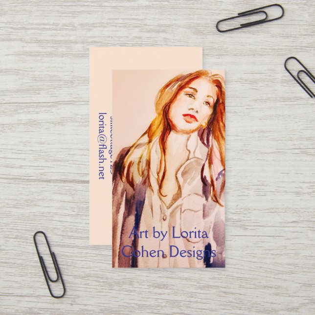 Visitenkarten für Frauen in Aquarellen von Lorita  Visitenkarte (Vorderseite/Rückseite Beispiel)
