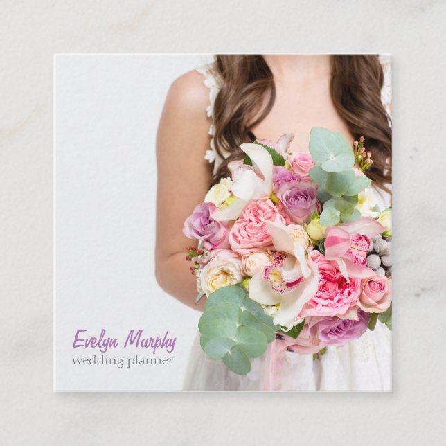 Visitenkarten für Hochzeitsplaner Quadratische Visitenkarte (Vorderseite)