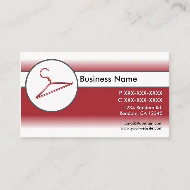 Visitenkarten für Kleiderbügel, rot, weiß Visitenkarte (Vorderseite)