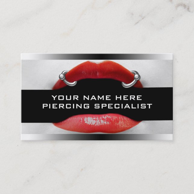 Visitenkarten für Lip Piercing  | Body Piercing Visitenkarte (Vorderseite)