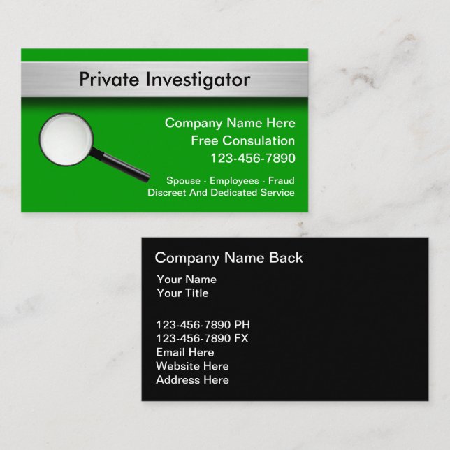 Visitenkarten für private Ermittler Visitenkarte (Vorne/Hinten)