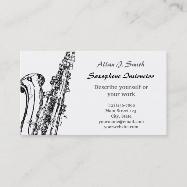 Visitenkarten für Saxophonisten Visitenkarte (Vorderseite)