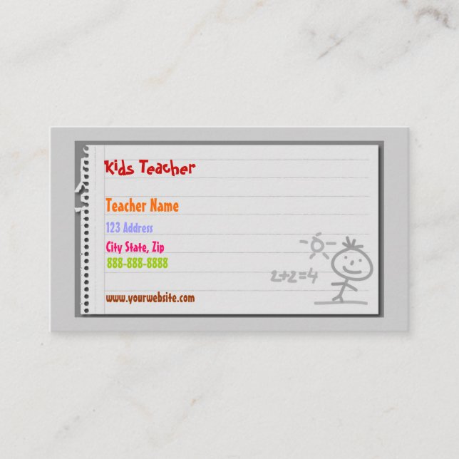 Visitenkarten für Schullehrer Visitenkarte (Vorderseite)