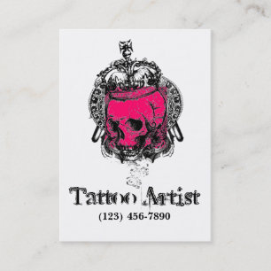 Visitenkarten für Tätowierer Totenkopfkrone Rosa Visitenkarte