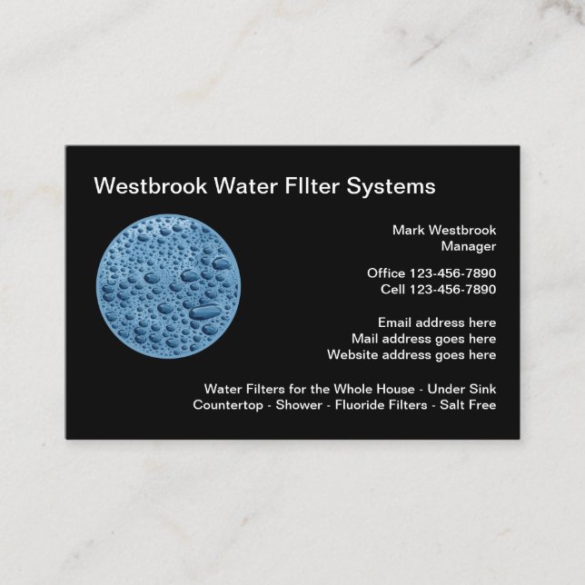 Visitenkarten für Zuhause-Wasserfiltersysteme Visitenkarte (Vorderseite)