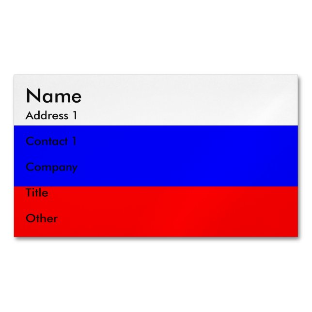 Visitenkarten-Magnet mit der Flagge Russlands Magnetische Visitenkarte (Vorderseite)