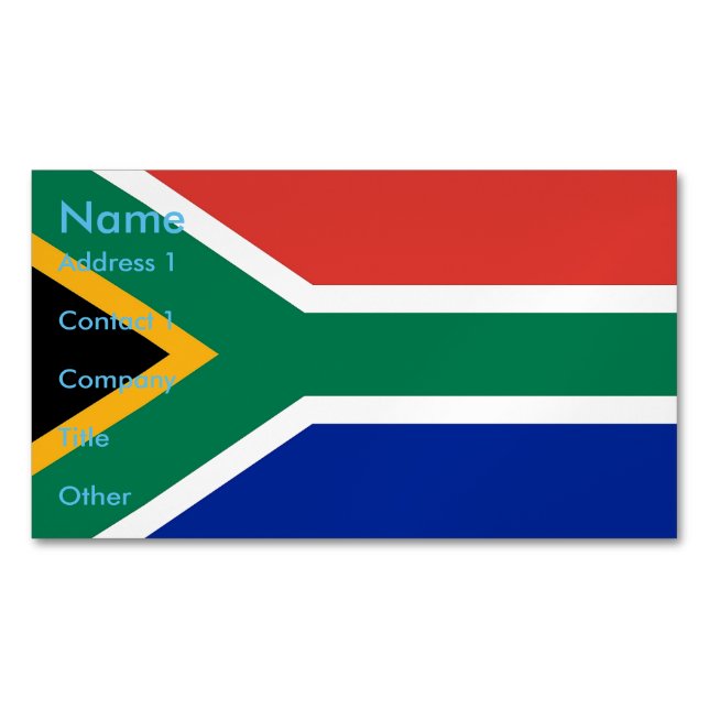 Visitenkarten-Magnet mit der Flagge Südafrikas Magnetische Visitenkarte (Vorderseite)