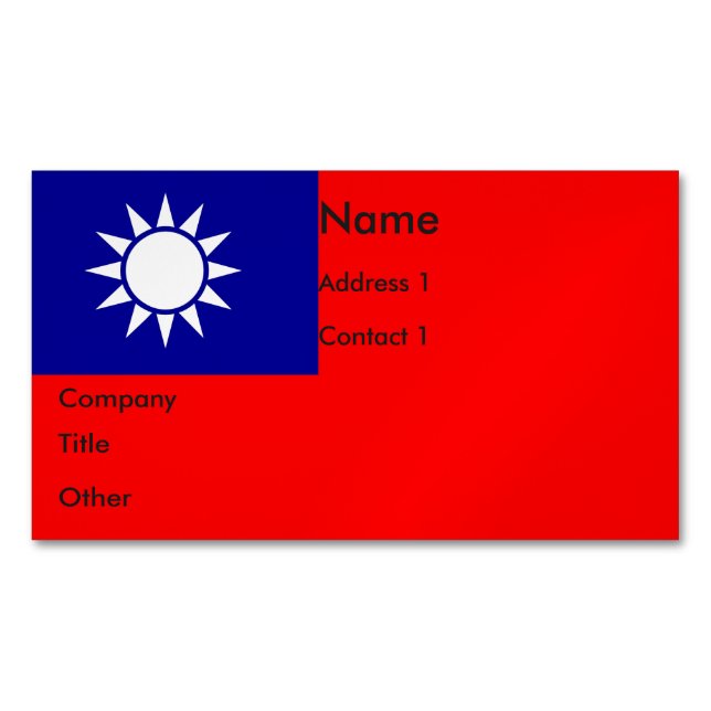 Visitenkarten-Magnet mit Fahne aus Taiwan Magnetische Visitenkarte (Vorderseite)