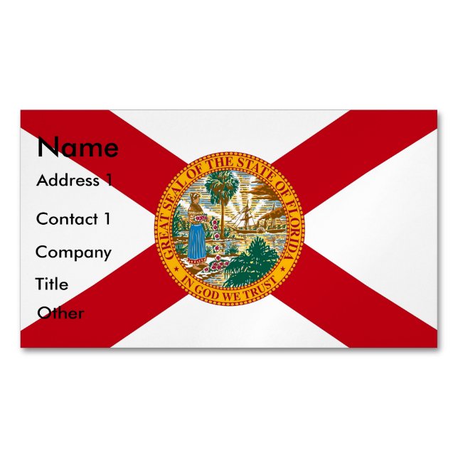 Visitenkarten-Magnet mit Fahne in Florida Magnetische Visitenkarte (Vorderseite)