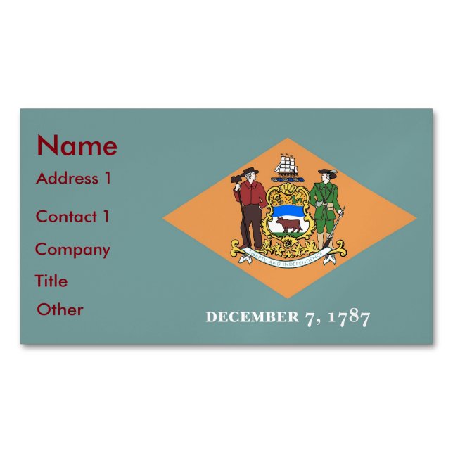 Visitenkarten-Magnet mit Flag Delaware Magnetische Visitenkarte (Vorderseite)