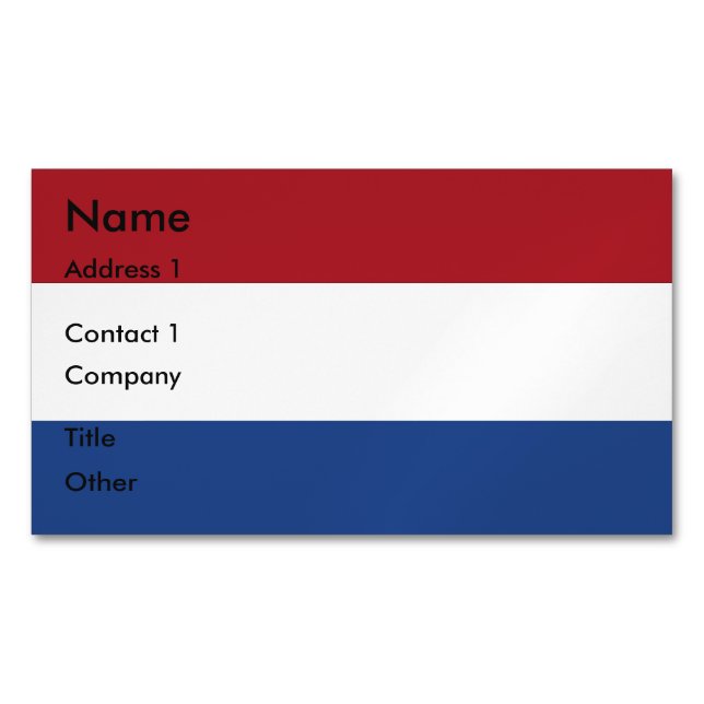 Visitenkarten-Magnet mit Flagge der Niederlande Magnetische Visitenkarte (Vorderseite)