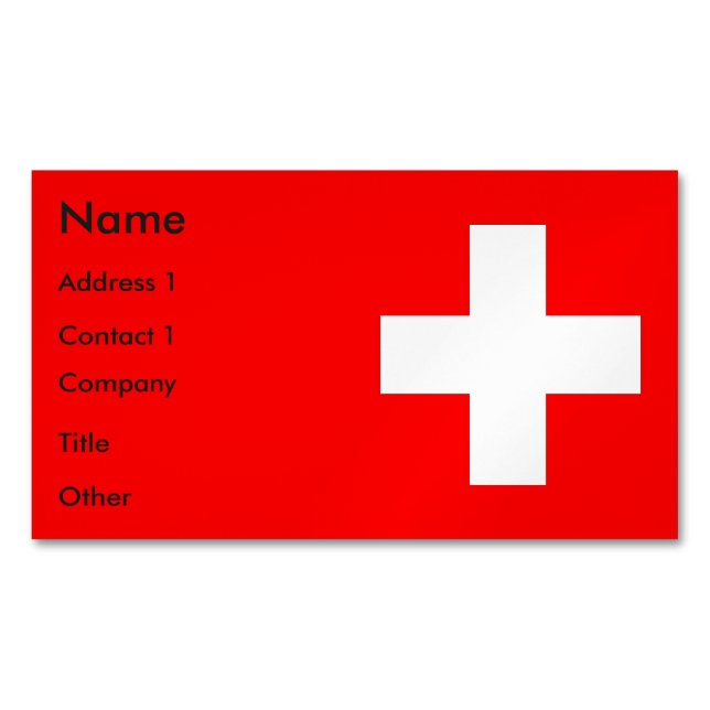 Visitenkarten-Magnet mit Flagge der Schweiz Magnetische Visitenkarte (Vorderseite)