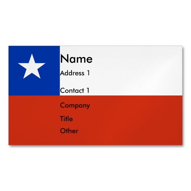 Visitenkarten-Magnet mit Flagge für den Chile Magnetische Visitenkarte (Vorderseite)