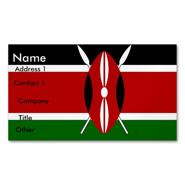 Visitenkarten-Magnet mit Flagge Kenias Magnetische Visitenkarte (Vorderseite)