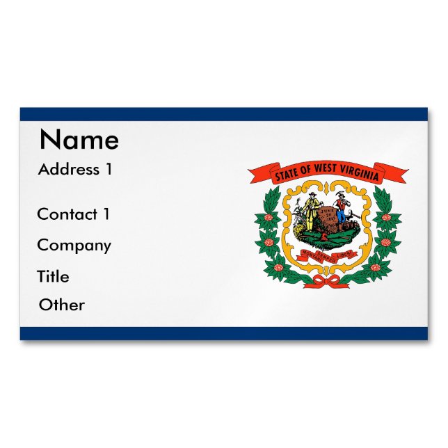 Visitenkarten-Magnet mit Flagge von West Virginia Magnetische Visitenkarte (Vorderseite)