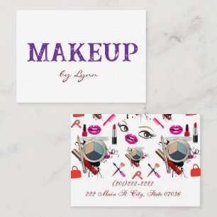 Visitenkarten, Makeup Lila Weiße Visitenkarten Visitenkarte