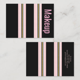 Visitenkarten, Makeup Pink Weiß Gold Schwarzstreif Visitenkarte