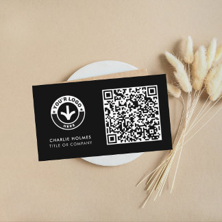 Visitenkarten-QR-Code | Schwarzes modernes Design Visitenkarte