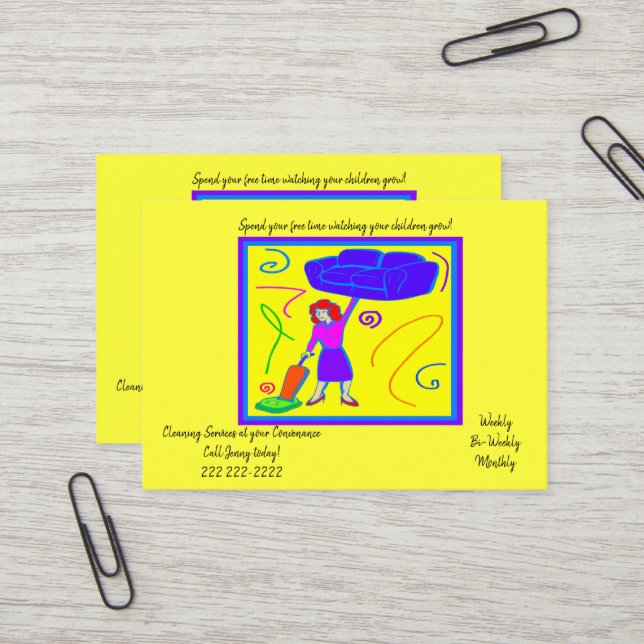 Visitenkarten, Reinigungsservice für Ladys Visitenkarte (Vorderseite/Rückseite Beispiel)