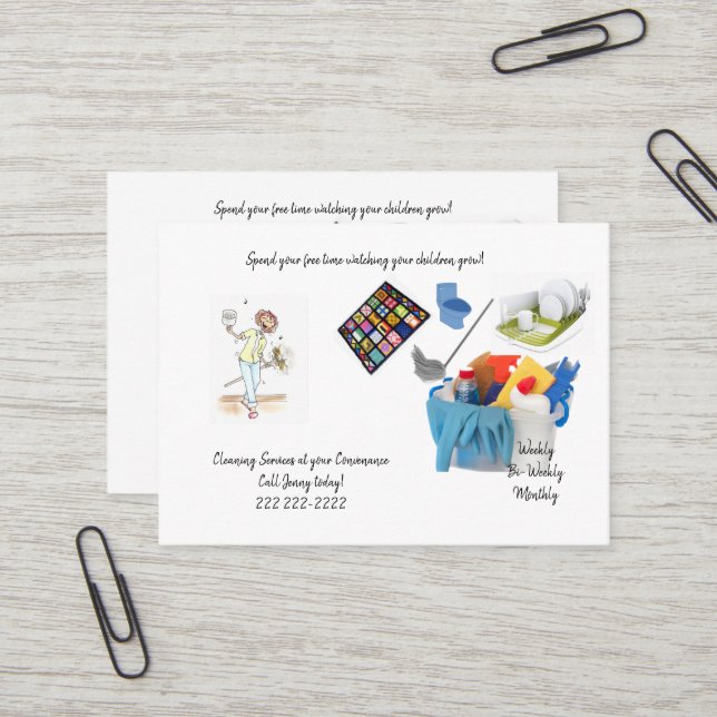 Visitenkarten, Reinigungsservice für Ladys Visitenkarte (Vorderseite/Rückseite Beispiel)