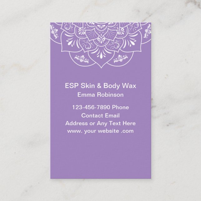 Visitenkarten zur Behandlung von Haut und Körperwa Visitenkarte (Vorderseite)