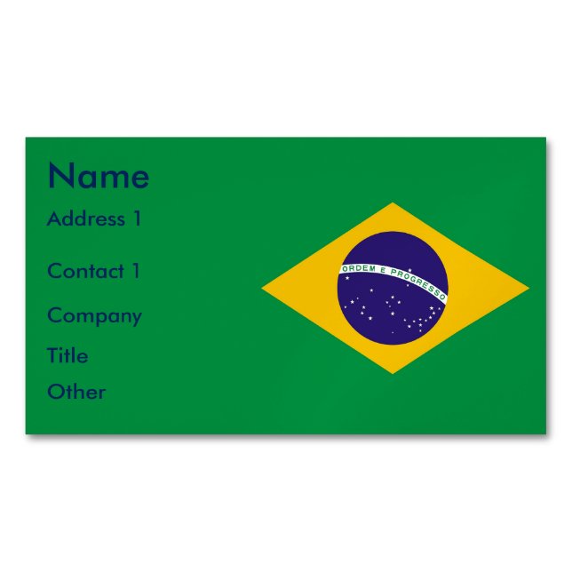 Visitenkartenmagazin mit Flagge Brasiliens Magnetische Visitenkarte (Vorderseite)