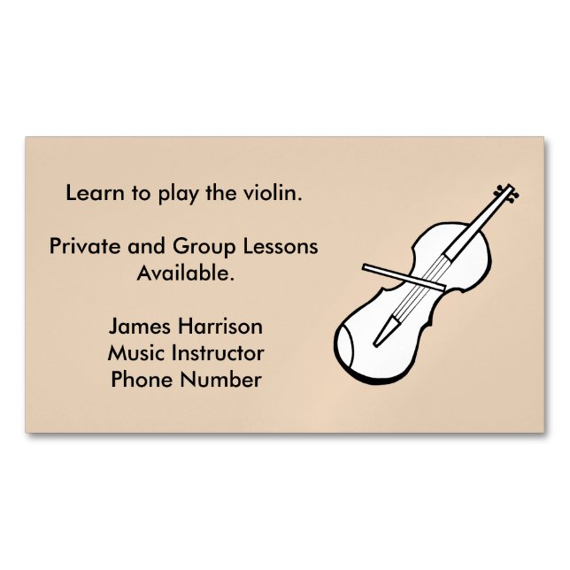 Visitenkartenmagnete für Violin Music Instructor Magnetische Visitenkarte (Vorderseite)