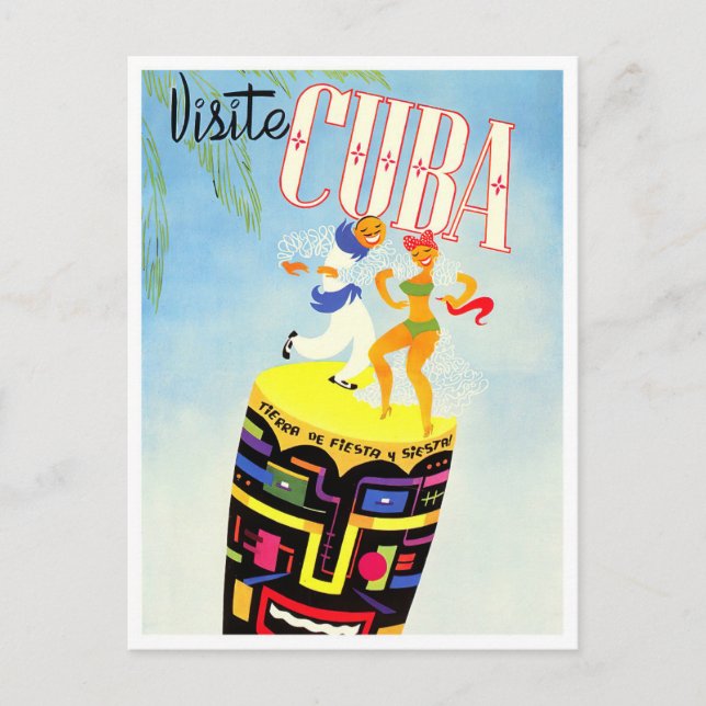 Visiter Cuba carte postale voyage vintage (Devant)