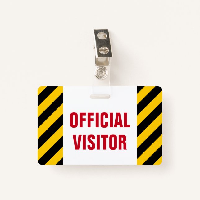 "VISITEUR OFFICIEL" + Badge à rayures noires et ja (Devant avec clip)