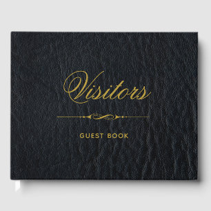Visiteurs Faux Black Leather Elégant Livre d'Invit