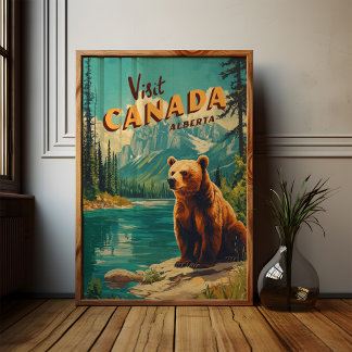 Visitez Canada Alberta - Poster de l'ours grizzli