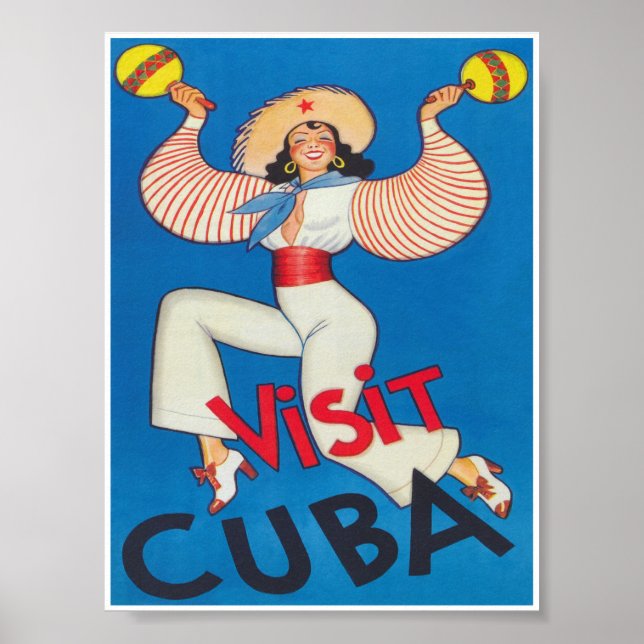 Visitez Cuba Poster Vintage voyage rétro (Devant)