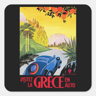 Visitez La Grece en Auto Quadratischer Aufkleber