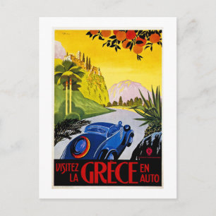 Visitez La Grece En Auto - Vintage Travel Poster Postkarte