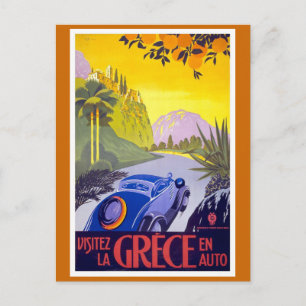 "Visitez la Grece" Vintage Travel Poster Postkarte