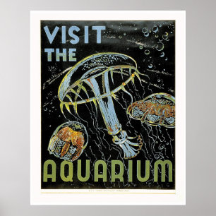 Visitez l'Aquarium - WPA Poster Jellies, Jellyfish