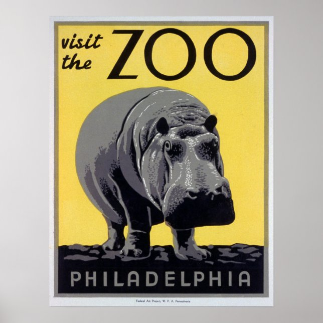 Visitez le Zoo - Poster Vintage Zoo (Devant)